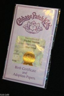 Cabbage Patch Kids Modern Hispanic Girl Birth Certificate Nadal Sasha 