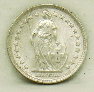 1964 Switzerland 1/2 Franc Coin .835 Silver