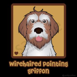 Wirehaired Pointing Griffon Cartoon Heart Womens T Shirt   Ladies S 