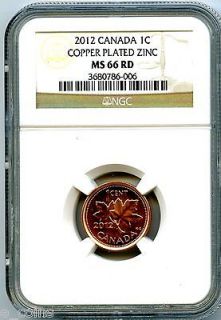 2012 CANADA CENT NGC MS66 RD NON MAGNETIC ZINC HIGH GRADE LAST YEAR OF 