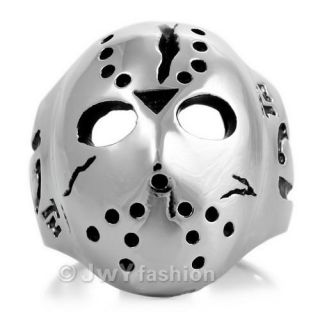 Size 9 11 MENS Halloween Jason Mask Stainless Steel Rings Band ve303