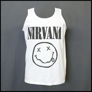 nirvana kurt cobain grunge punk rock t shirt white unisex vest top s 