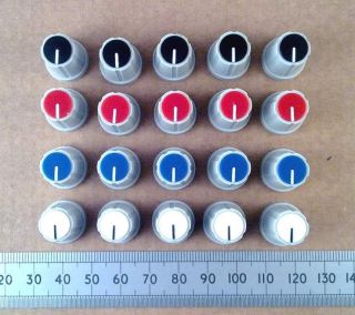 Qty 5 15mm Plastic Control Knob for 6mm Flatted D Shaft, Color Line 