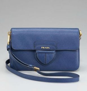   PRAD​A Blue Lux Top Handle Crossbody Flap Bag Handbag NWT $1595