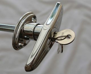 Shaped latch handle for teardrop trailers