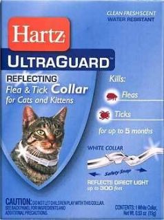 HARTZ FLEA & TICK CAT REFLECTING COLLAR WHITE 5 MONTHS 2 IN 1 FREE 