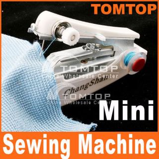 Mini Hand Held Clothes Sewing Machine Set Needle Threader Spool 