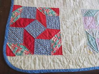   ~Anti​que Pinwheel Box Handmade Quilt~Royal Blue Binding~Exc Cond