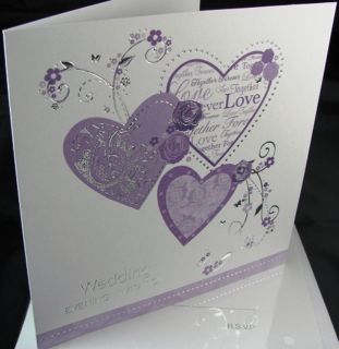 36 Lilac Triple Heart Design White Wedding Day Invitations Envelopes 