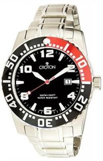 Croton Mens CA301048SSRD Steel Date Aquamatic 30ATM New Watch