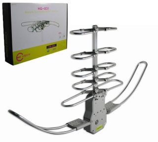 125 Mile HDTV Outdoor Amplified Antenna HD TV 33dB Rotor Remote 360 