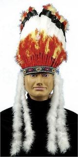 Big Chief Headdress Native American Tribal Leader Indian Mens Costume 