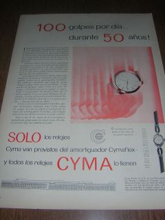 1955 CYMA WATCH CYMAFLEX VAN PROVISTOS VINTAGE mr2 PRINT AD in SPANISH