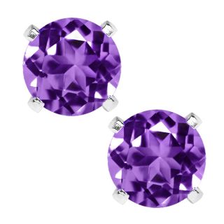 50 Ct Purple Amethyst Sterling Silver 6.00MM Earrings