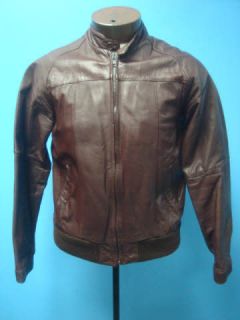 Echt Leder Oxblood Red Vtg Leather Men Coat Jacket 48 LOOK