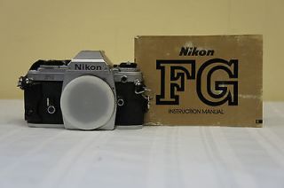 Nikon FG 35mm SLR Film Camera Body Only w/ Strap and Manual Made in 