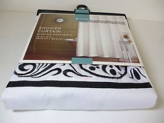   Collection Black & White Scroll Fabric Shower Curtain 72 X 72 ~ NIP
