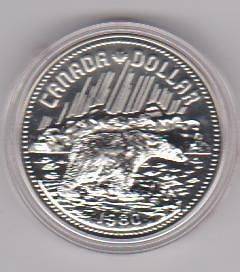 1980 Canada Arctic Territories One Silver Dollar
