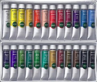 REEVES 24 PC ACRYLIC PAINT SET WITH 3 ROUND BRUSHES