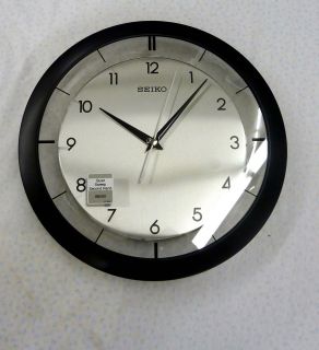 SEIKO BLACK RIMMED ROUND 11 WALL CLOCK WITH QUIET SWEEP