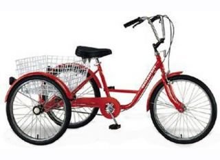 WHEEL Adult Tricycle 24 Trike 6 SPEED Bike RED Gomier