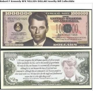 Lot of 2 One Million Dollars President Robert F Kennedy Bill Note 
