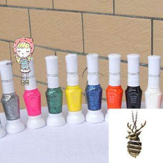 Pure Glitter Color 2 Way Nail Art Brush Pen Varnish Polish Set Deer 