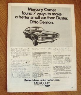 1971 Mercury Comet 2 Door Sedan Ad Ditto Demon