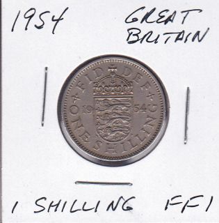 1954 Great Britain 1 Shilling World Coins