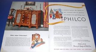 1944 PHILCO Radio Phono Ad ~ What about Television? the day is coming 