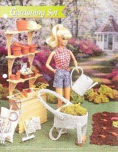   Fashion Doll Pattern Gardening Set ~ WHEEL BARROW & WATERING CAN