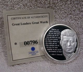 Words of John F. Kennedy Commemorative Coin / Medallion   Ask Not 