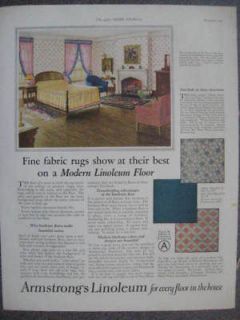 1925 Armstrongs Linoleum Floor Coverings Ad Bedroom