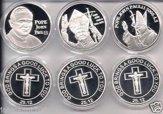 SET OF 3~ POPE JOHN PAULII~ GOOD LUCK TO YOU~ SILVER COIN TRIO