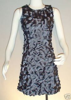RYU Short Charcoal Gray / Pewter Cloth Paillette Petal Cocktail Dress 