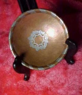 Vintage Arts & Crafts Copper & Silver inlaid Bowl, Hugh Wallis 