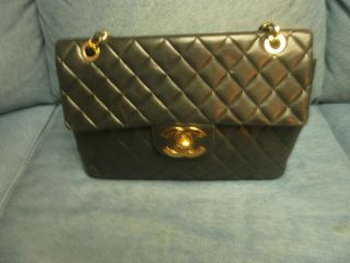   Vintage Chanel Jumbo 2.55 Maxi Classic Flap Black Handbag Purse VGC