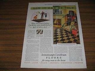 1928 Vintage Ad Armstrongs Linoleum Floors ACCOLAC Design
