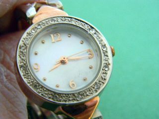 Watch Ladies Women ALLUDE Oval Mother Of Pearl Face Rhinestones