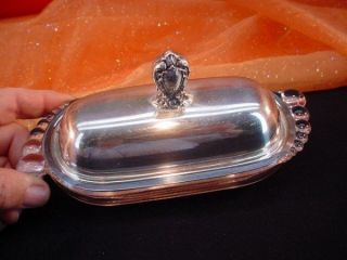 1847 Rogers Bros Silverplate & Glass BUBBLE DESIGN BUTTER DISH 