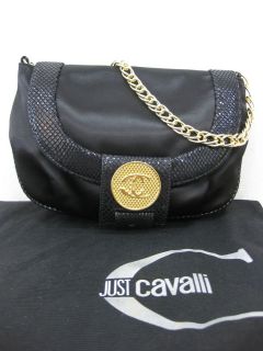 Authentic Roberto Cavalli Black silk Evening bag Clutch
