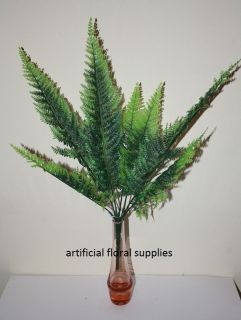 218) PLASTIC artificial long leaf FERN BUSH hanging basket vivarium 