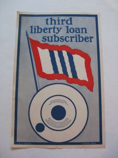 Org Vintage WWI Subscriber Victory Liberty Loan Window Sign Bullseye c 