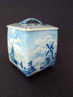   Dutch Blue and White Delft Royal Verkade Biscuit Tin with Lid Holland