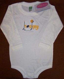 Hockey Stick Helmet & Gear Custom Embroidered Long Sleeve Baby Infant 