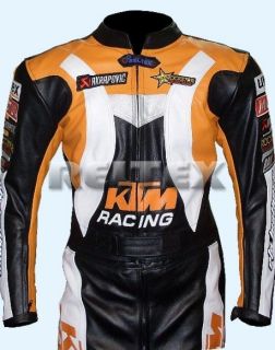   Sport KTM Racing Orange Motorcycle Cowhide Leather Jacket Any Size