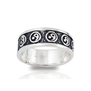 925 Sterling Silver Ying Yang Band Ring Size 6 7 8 9 10 Brand New 6mm 
