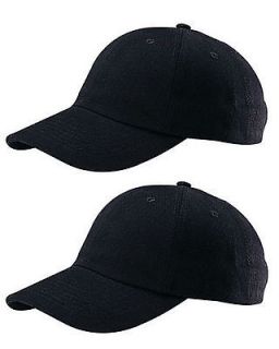 2X NEW PLAIN LOW PROFILE BASEBALL HAT CAP BLACK (LOT OF 2 HATS)