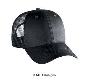   Solid 6 panel Black Low profile Mesh Snap Back Cap Trucker Mesh Hat