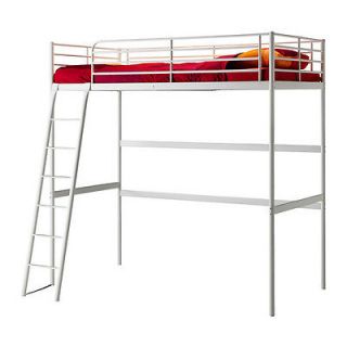 Ikea Tromso Loft Bed Frame (Grey) with Sultan Fangebo Full Mattress